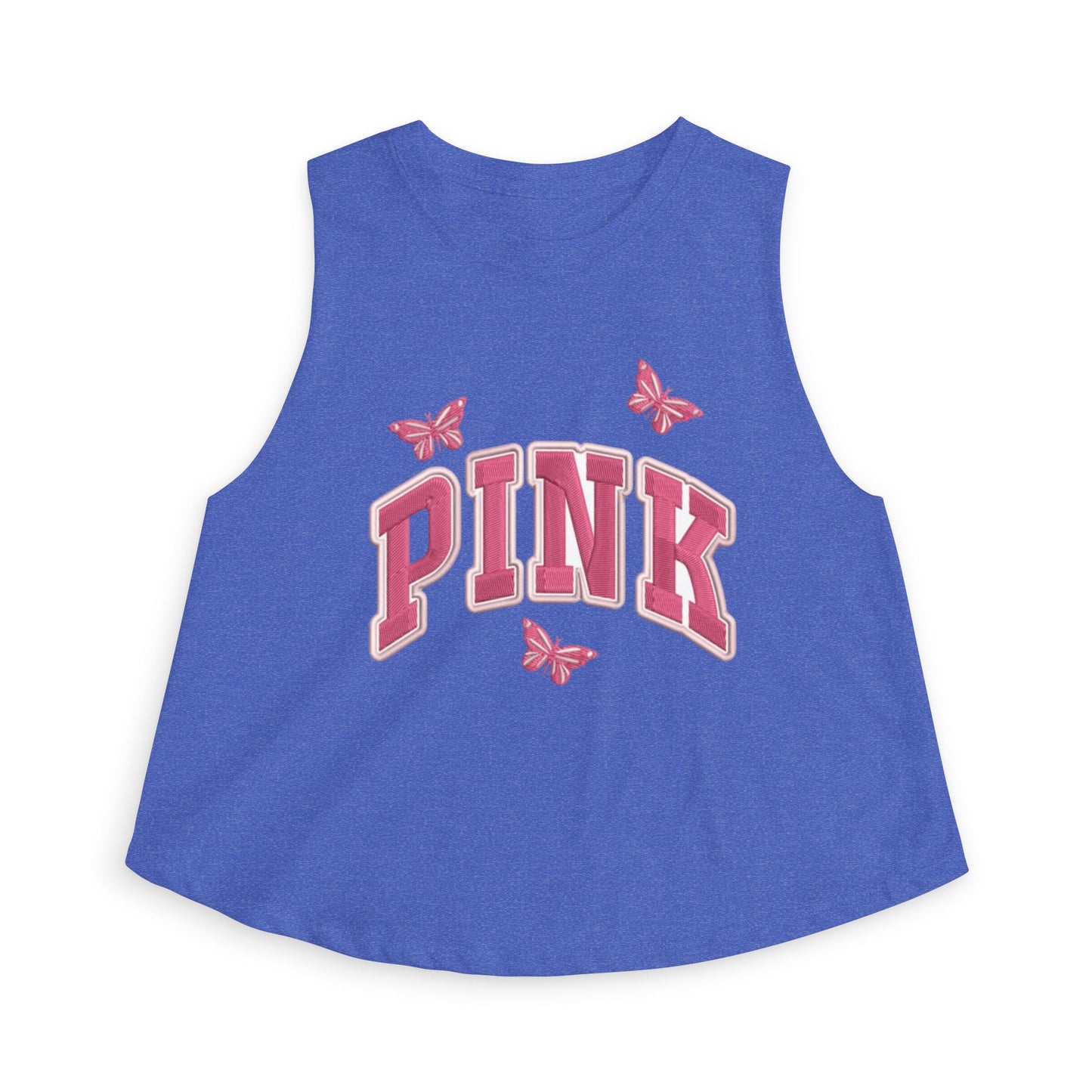 Pink Butterfly Crop Top — Graphic Women's Tank Top