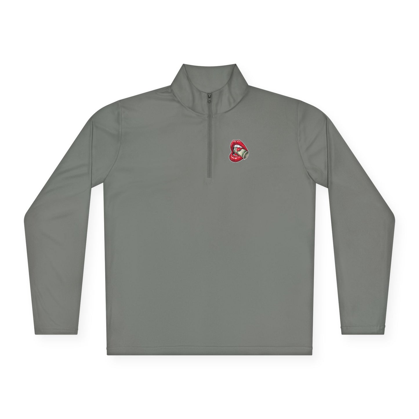 Quarter-Zip Pullover — Small Floral Heart Patch Chest Embroidery For Women