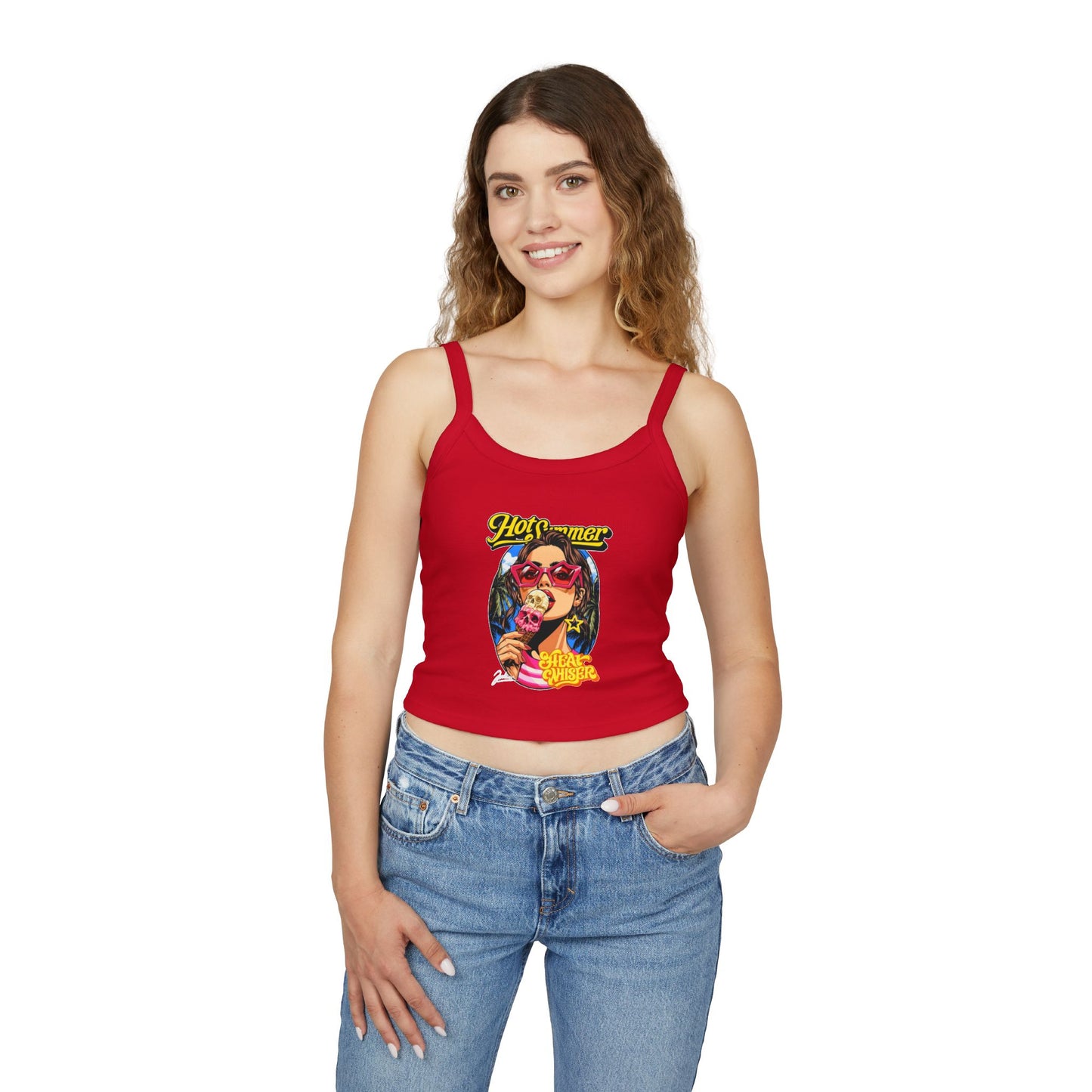 Hot Summer Ice Cream Crop Tank - Women's Spaghetti Strap Graphic Tank Top