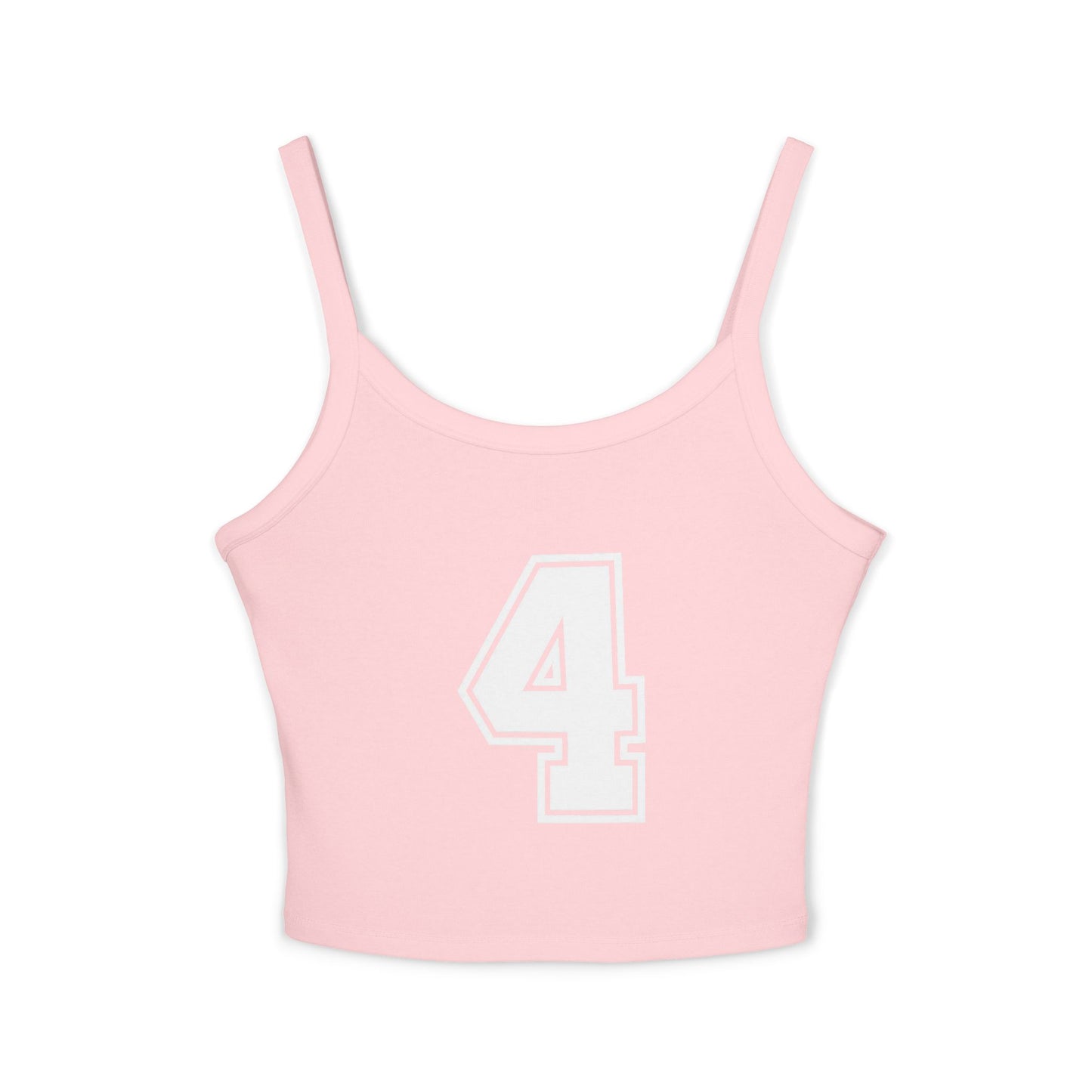Women’s Spaghetti Strap Tank Top — Minimal Number 4 Crop Tee