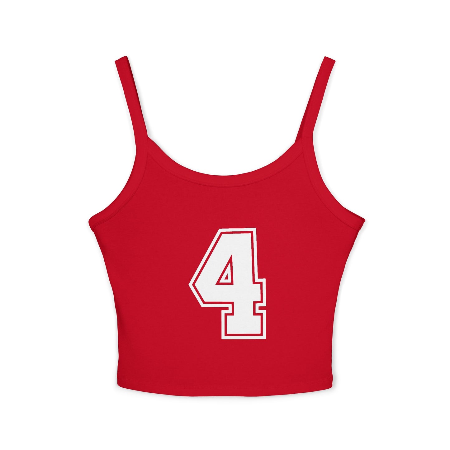 Women’s Spaghetti Strap Tank Top — Minimal Number 4 Crop Tee