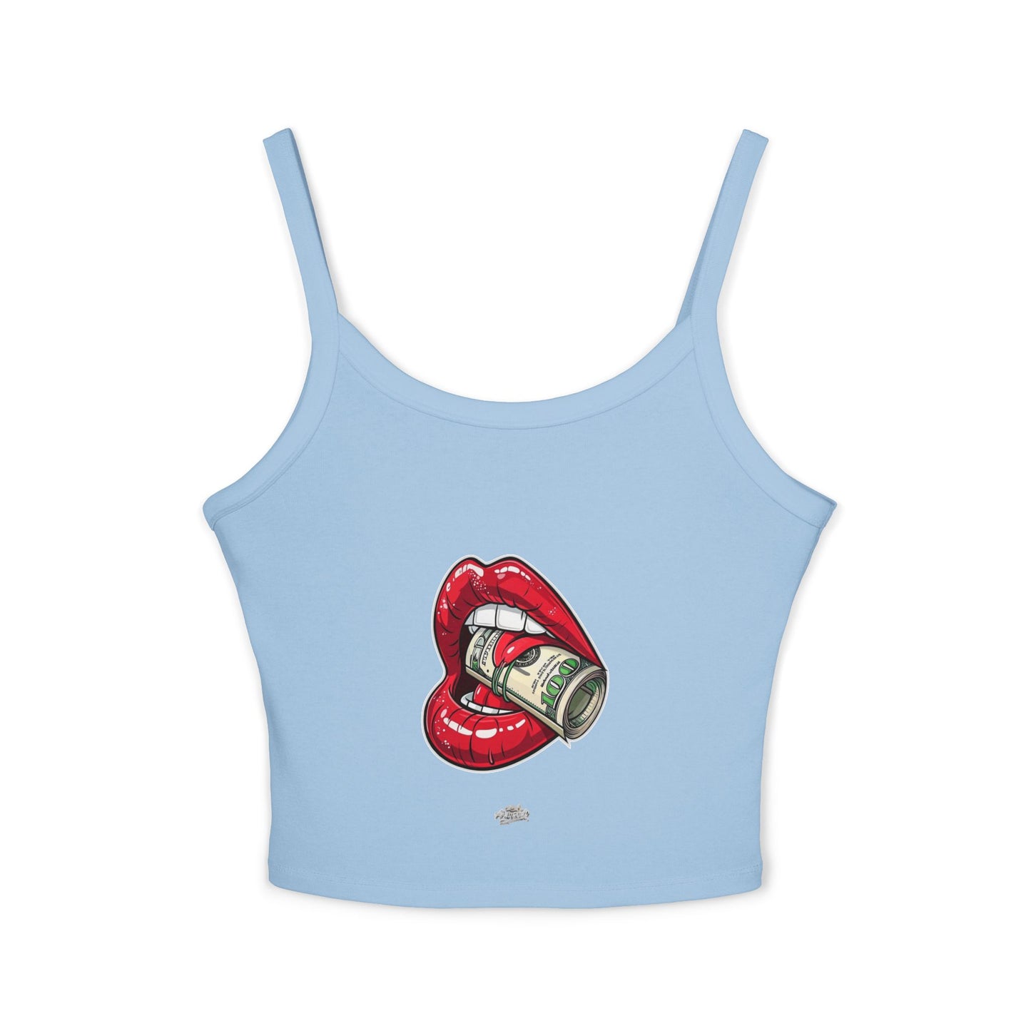 Women's Tank Top — Red Lip Bite with Money Graphic Crop For Women