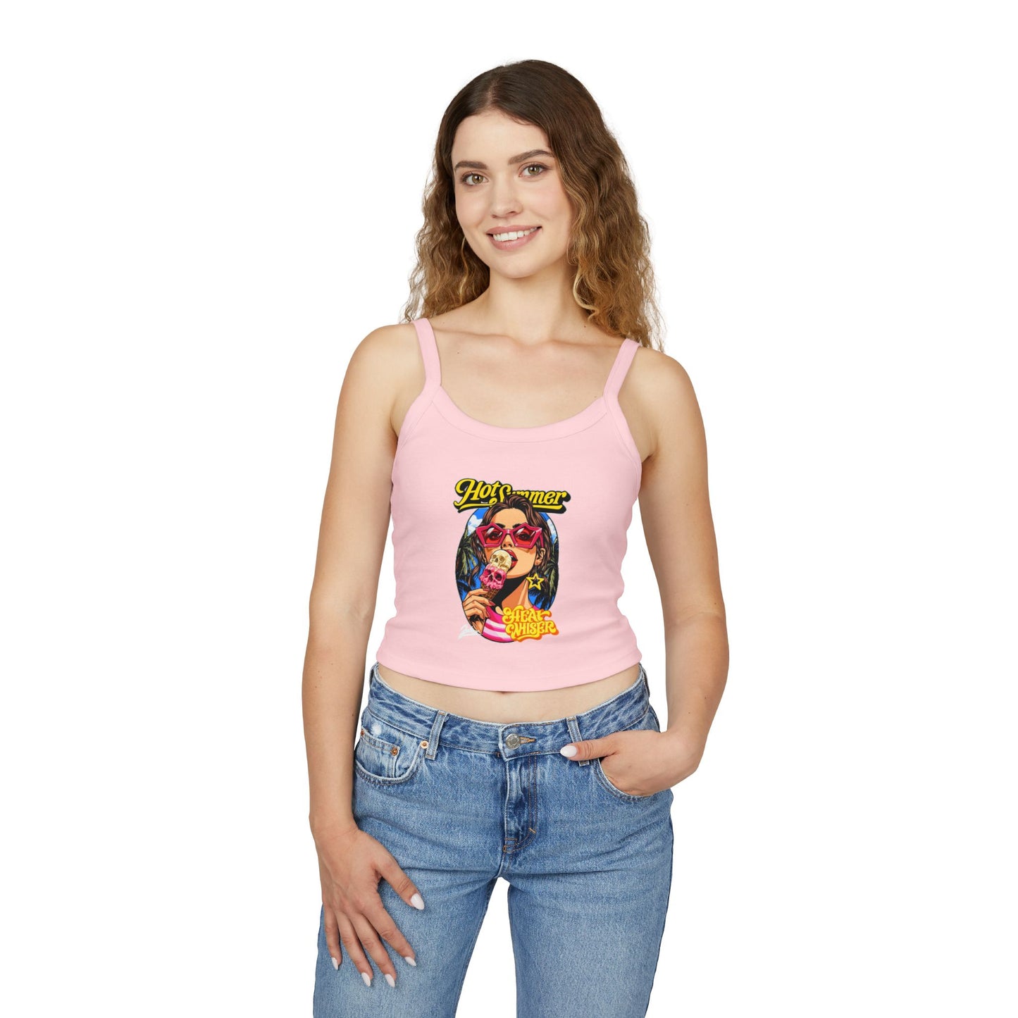 Hot Summer Ice Cream Crop Tank - Women's Spaghetti Strap Graphic Tank Top