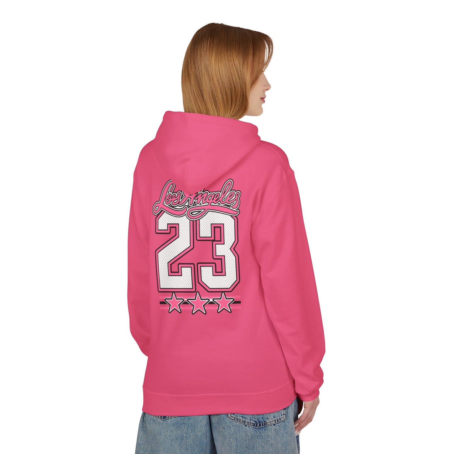 Los Angeles 23 Hoodie — Retro Pink Varsity Graphic For Women