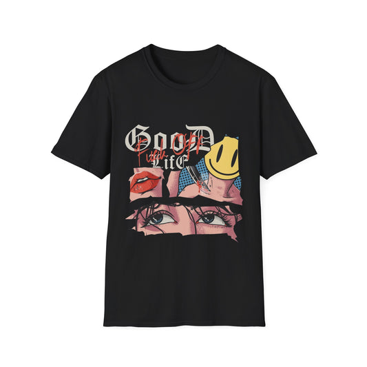 Good Life Glitch T-Shirt – Edgy Anime Streetwear – Retro Pop Art Graphic Tee For Women