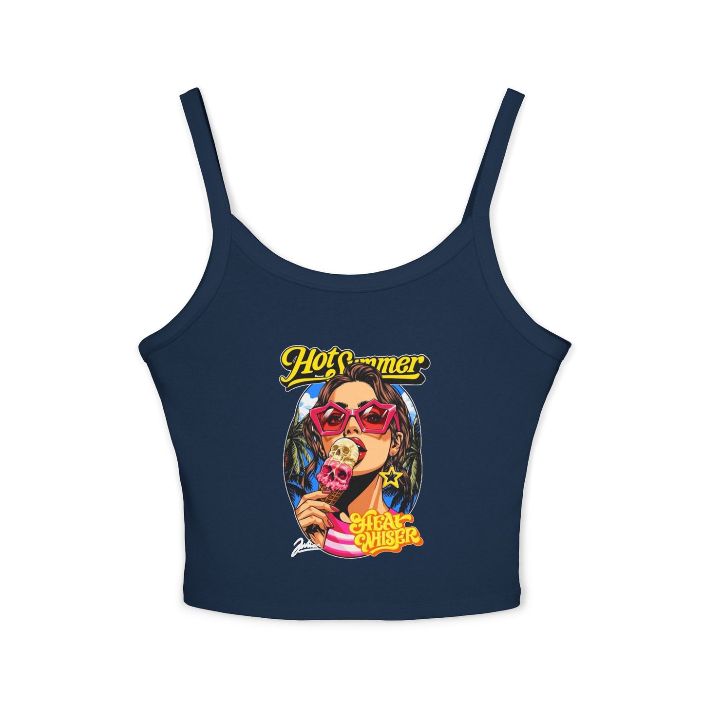 Hot Summer Ice Cream Crop Tank - Women's Spaghetti Strap Graphic Tank Top
