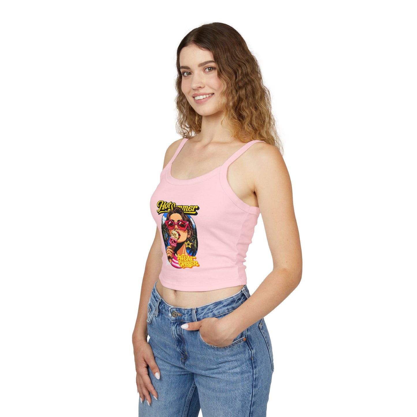 Hot Summer Ice Cream Crop Tank - Women's Spaghetti Strap Graphic Tank Top